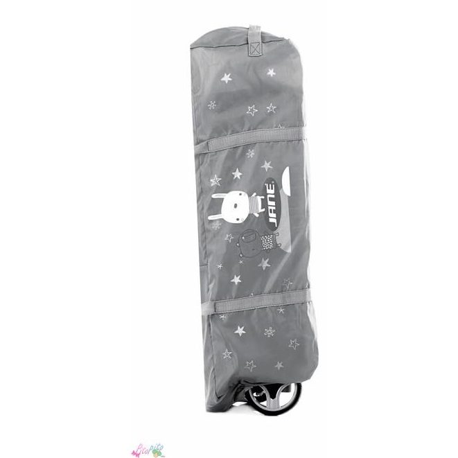 Jane Travel Cot Two Level Grey Stars Playpen
