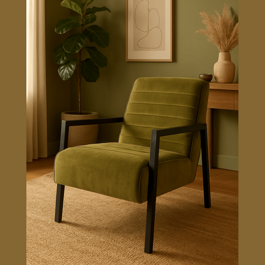 Lars Green Velvet Armchair by Eleonora