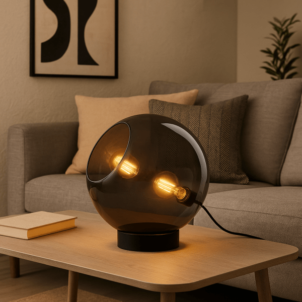 Toula Black Glass Table Lamp- Large- by Nino – Germany