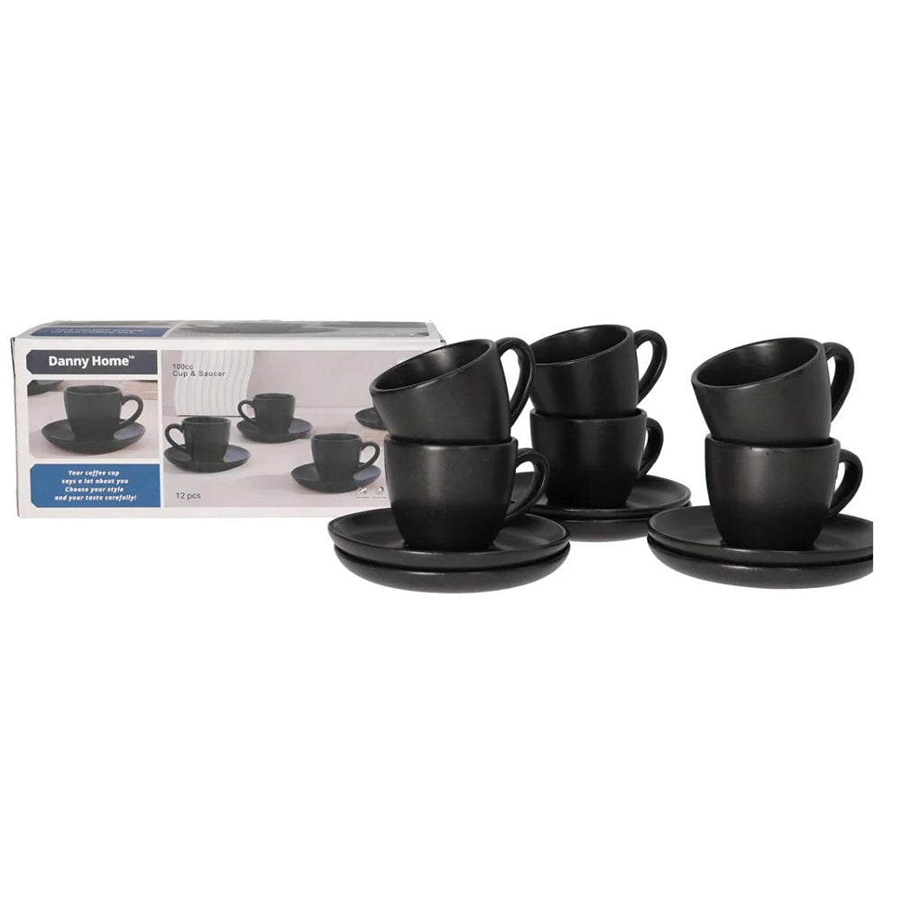 Danny Home 6-Pcs Ceramic Espresso Cup And Saucer Set 100ml