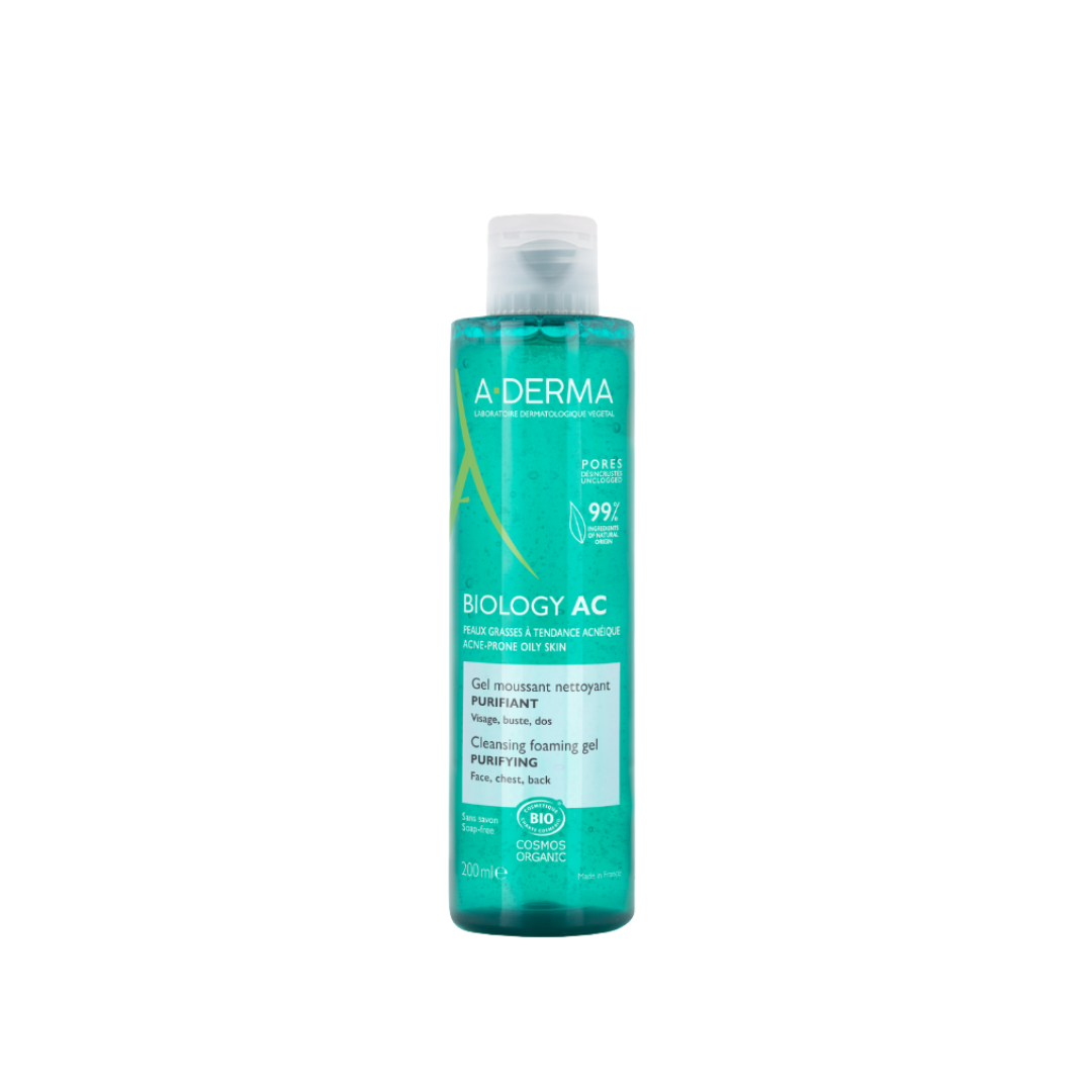 A-Derma Biology AC Mattifying Global Anti-blemish Treatment And Biology AC Purifying Foaming Gel Buy 1 Get 1 Pouch Bundle
