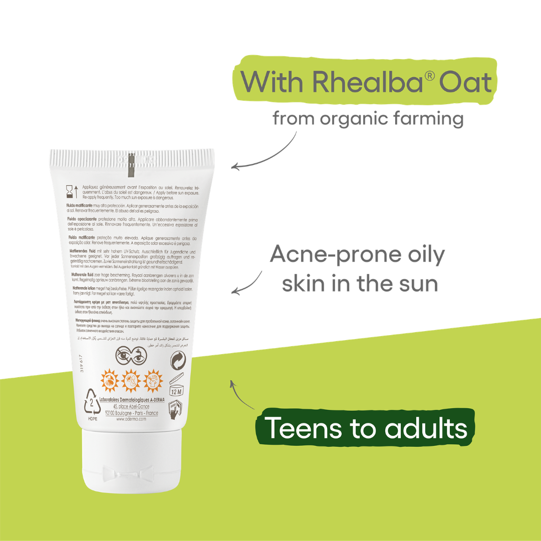 A-Derma Protect AC Mattifying For Acne Prone Skin Face Fluid Sunscreen SPF50 Buy 1 Get 1 Bundle