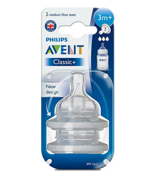 Avent - 2 Classic - Teats Medium Flow - 3 Holes - 3m+