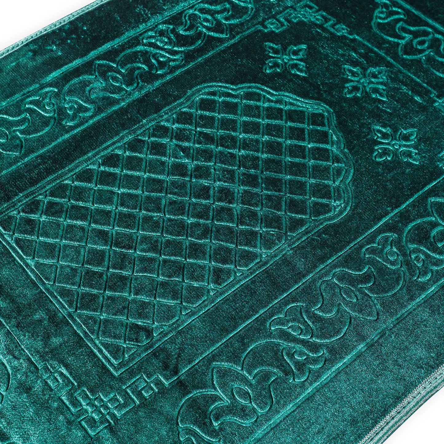 Truly Premium, Muslim Prayer Rug, Traditional Style, Large, Thick, and Padded Muslim Prayer Mat, 99 Prayer Beads and a Prayer Cap Included, Prayer Mats Muslim for Praying Men, Women, and Kids (Green) - Medaid International