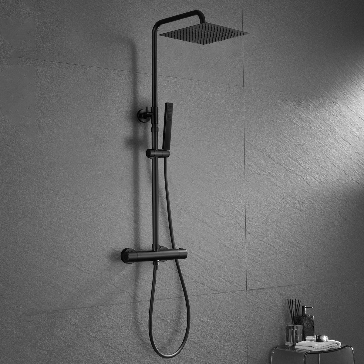 JOHO 304 Stainless Steel Shower Set Rain Shower System with Shower Head (Shower Set with Shower Head Square 20 x 20 cm)