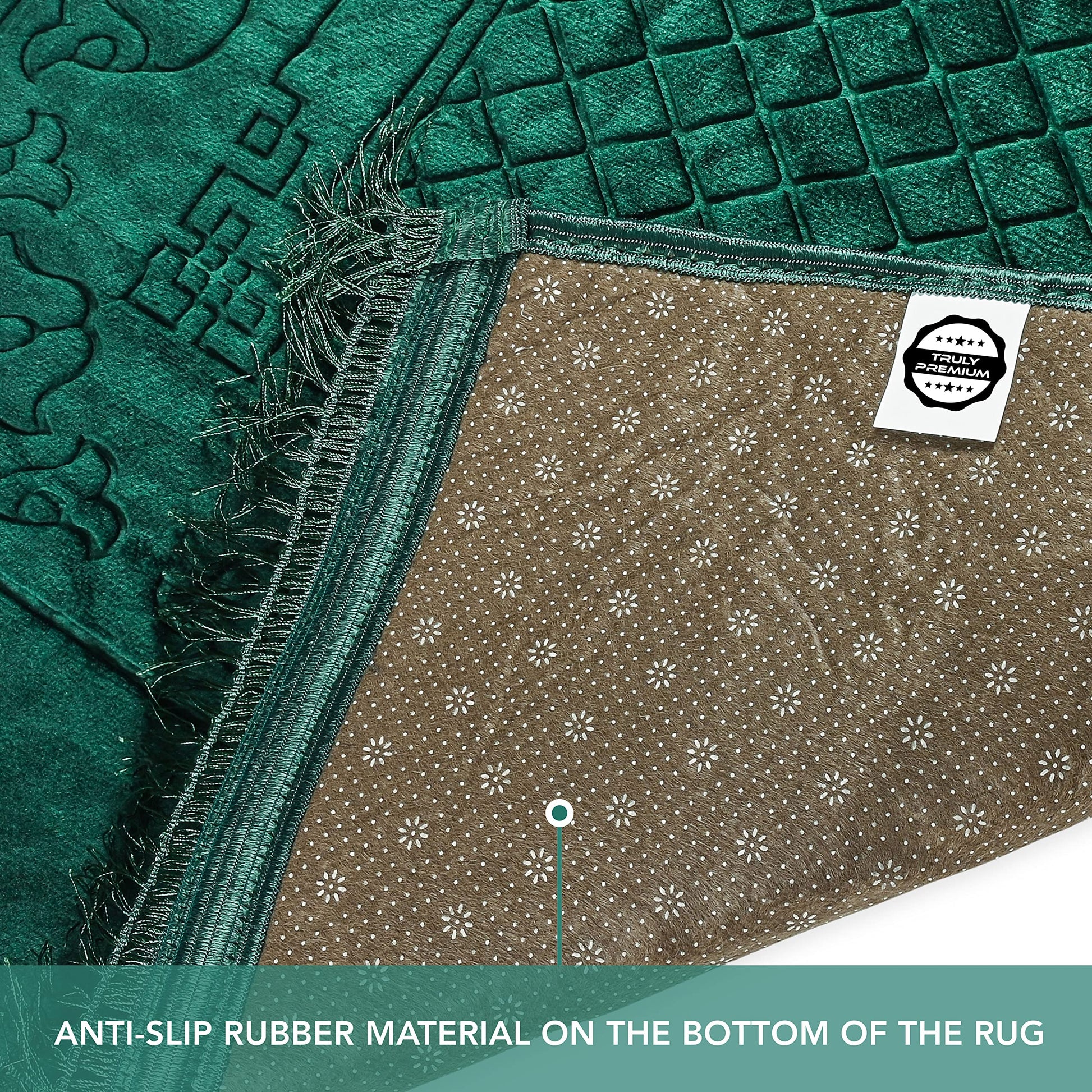 Truly Premium, Muslim Prayer Rug, Traditional Style, Large, Thick, and Padded Muslim Prayer Mat, 99 Prayer Beads and a Prayer Cap Included, Prayer Mats Muslim for Praying Men, Women, and Kids (Green) - Medaid International
