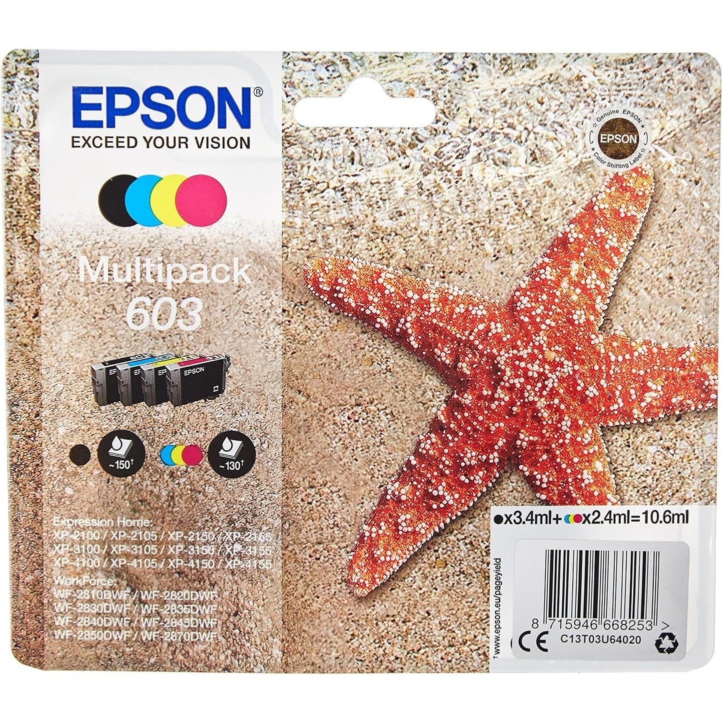 Epson - C13T03U64020 Multipack 4-Colours 603 Ink - Printer Cartridges