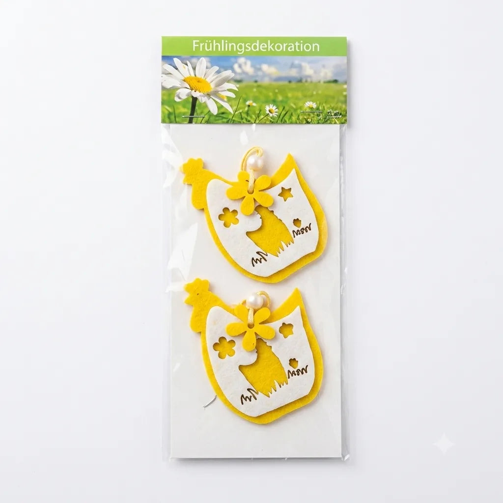 SD Pack Of 2 Yellow Felt Easter Chicken Hanging Ornaments | SD In Lebanon