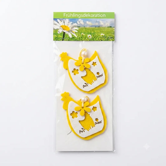 SD Pack Of 2 Yellow Felt Easter Chicken Hanging Ornaments | SD In Lebanon