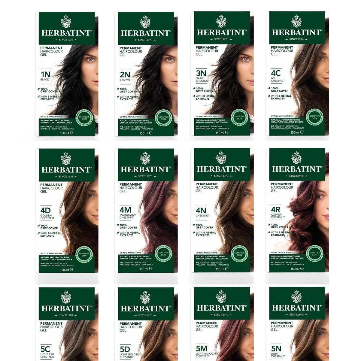 Herbatint, Permanent Haircolor Gel, 5C, Light Ash Chestnut 150ML