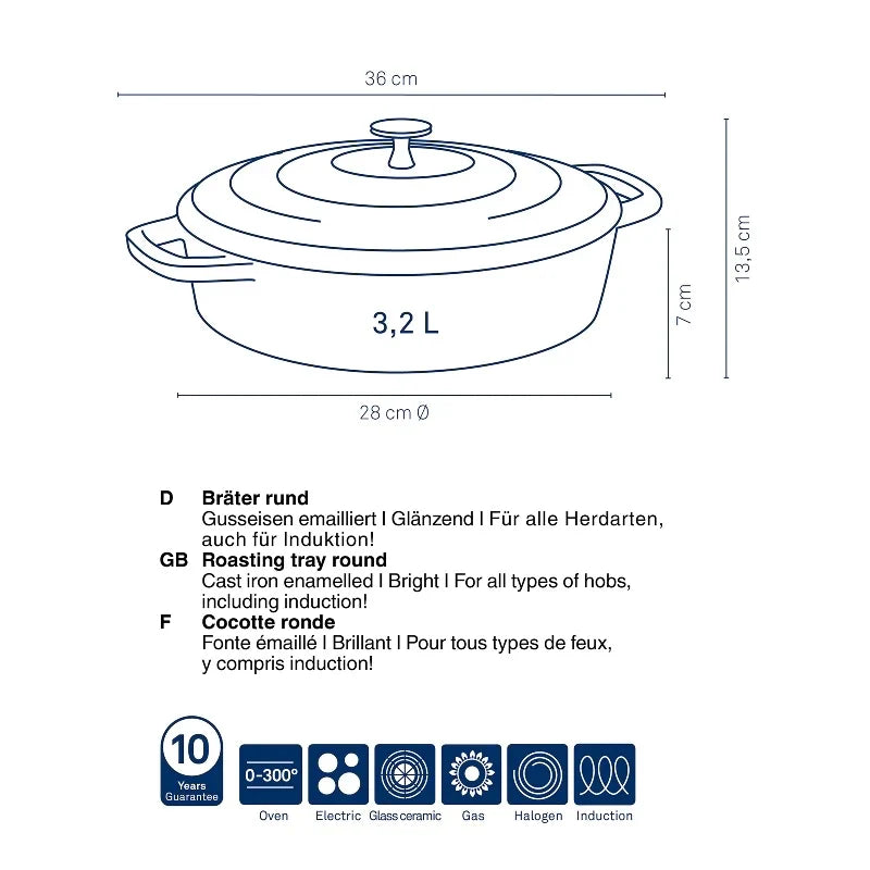 Kela Roasting Tray Round Red 3.2L