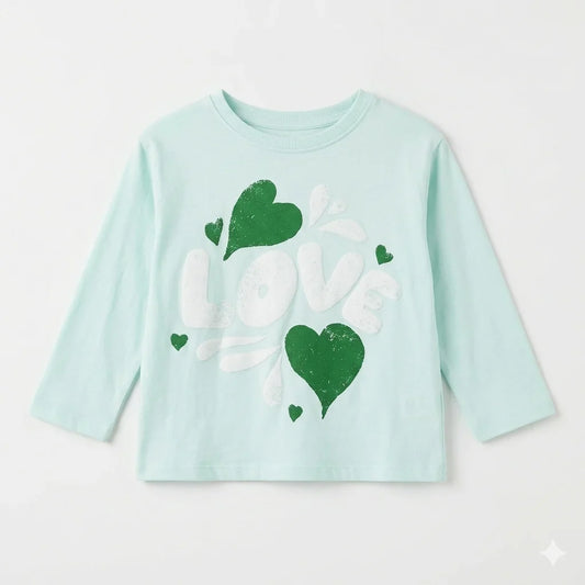 Zara Girl's Light Aqua Heart Print Crewneck Blouse | Zara in Lebanon