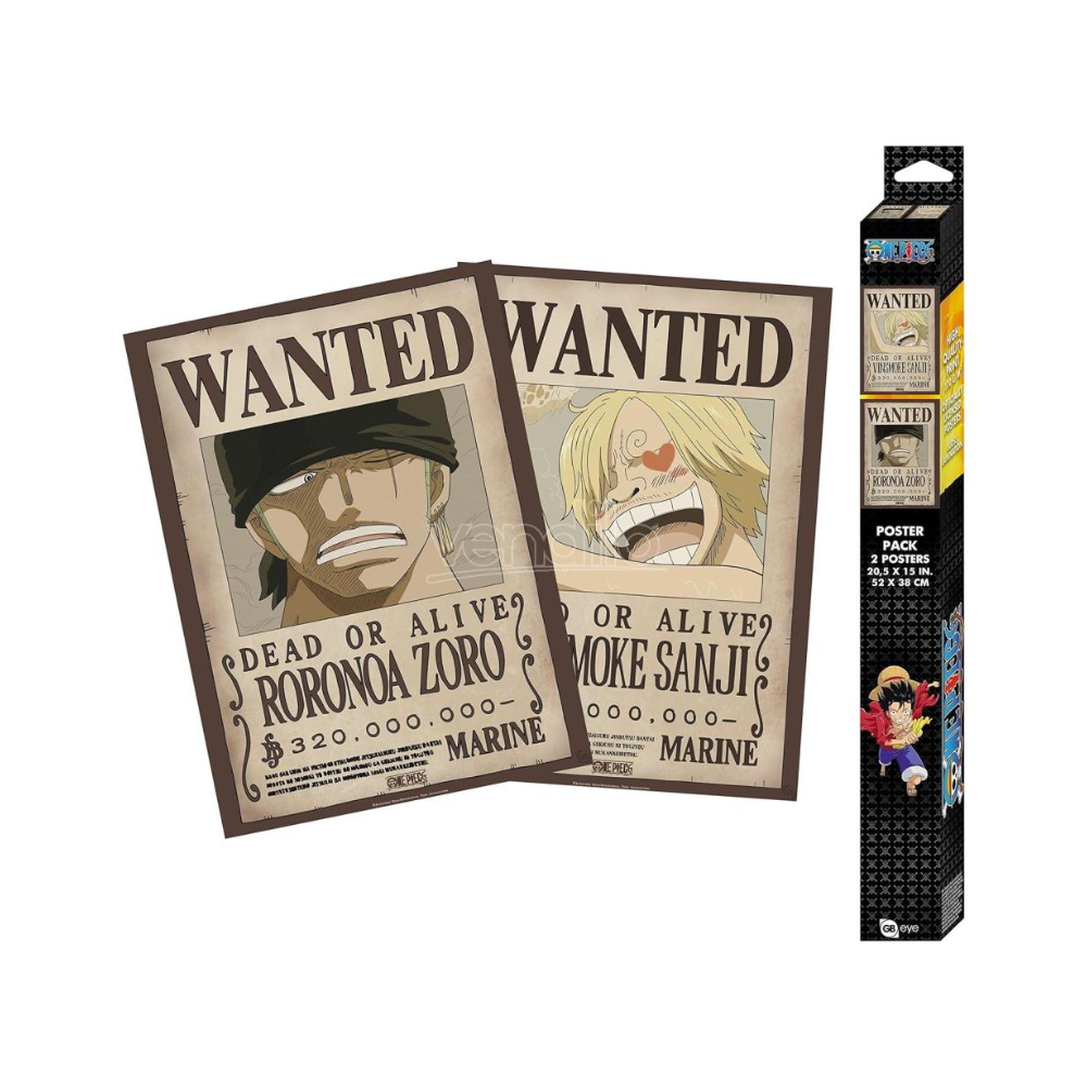 ONE PIECE - Set 2 Chibi Posters - Wanted Zoro & Sanji (52x35 - Medaid International