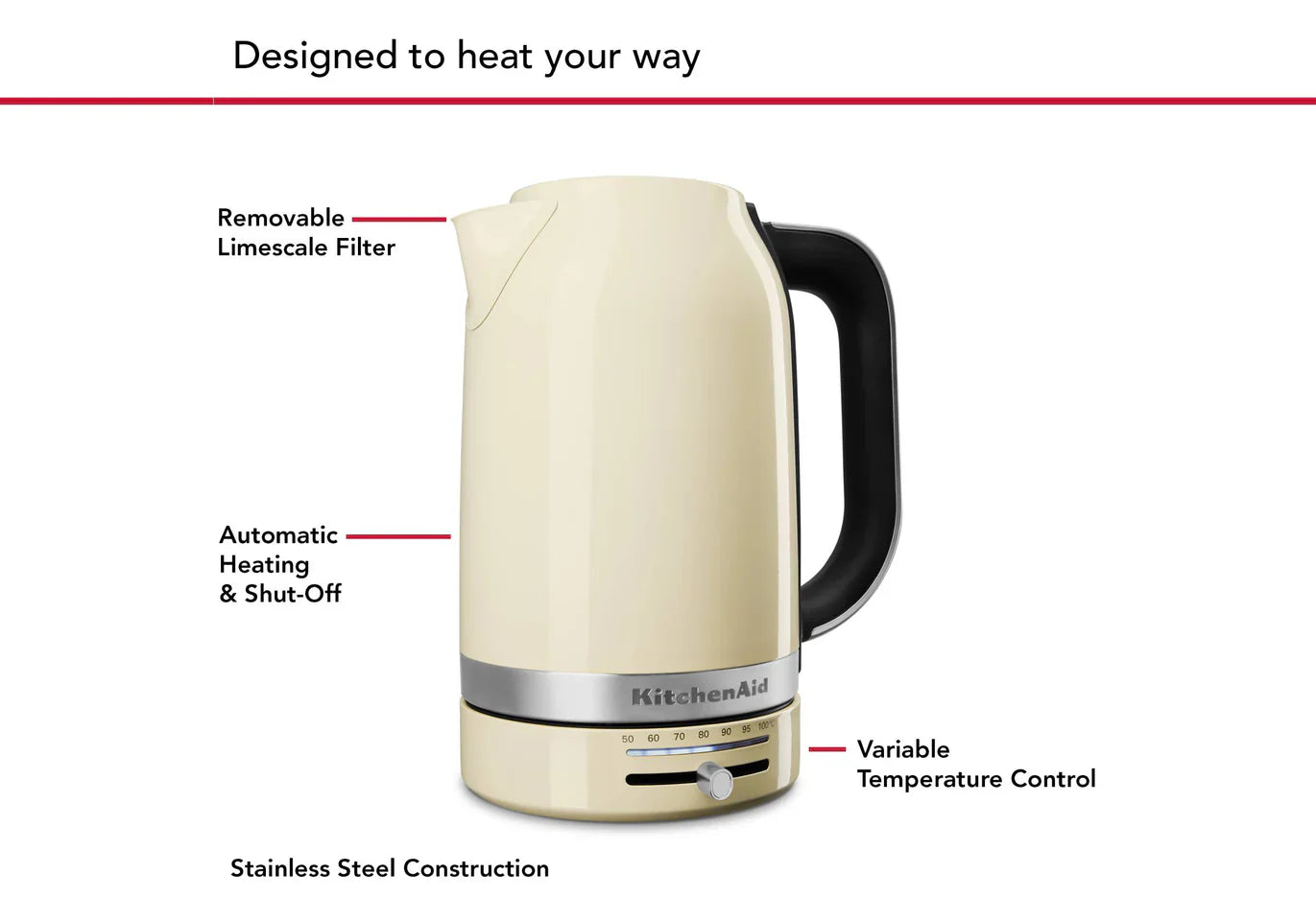 Kitchenaid VARIABLE TEMPERATURE KETTLE 1.7L - Almond Cream