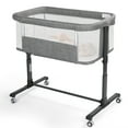 AILEEKISS Baby Bassinet Bedside Sleeper, Height Adjustable Newborn Baby Bassinet with Wheels, Grey - Medaid International