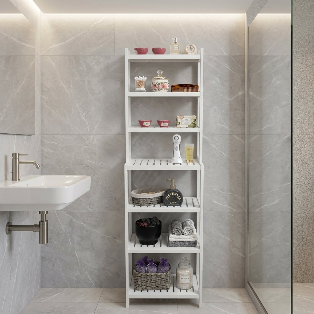 Wooden Bathroom Storage Shelf