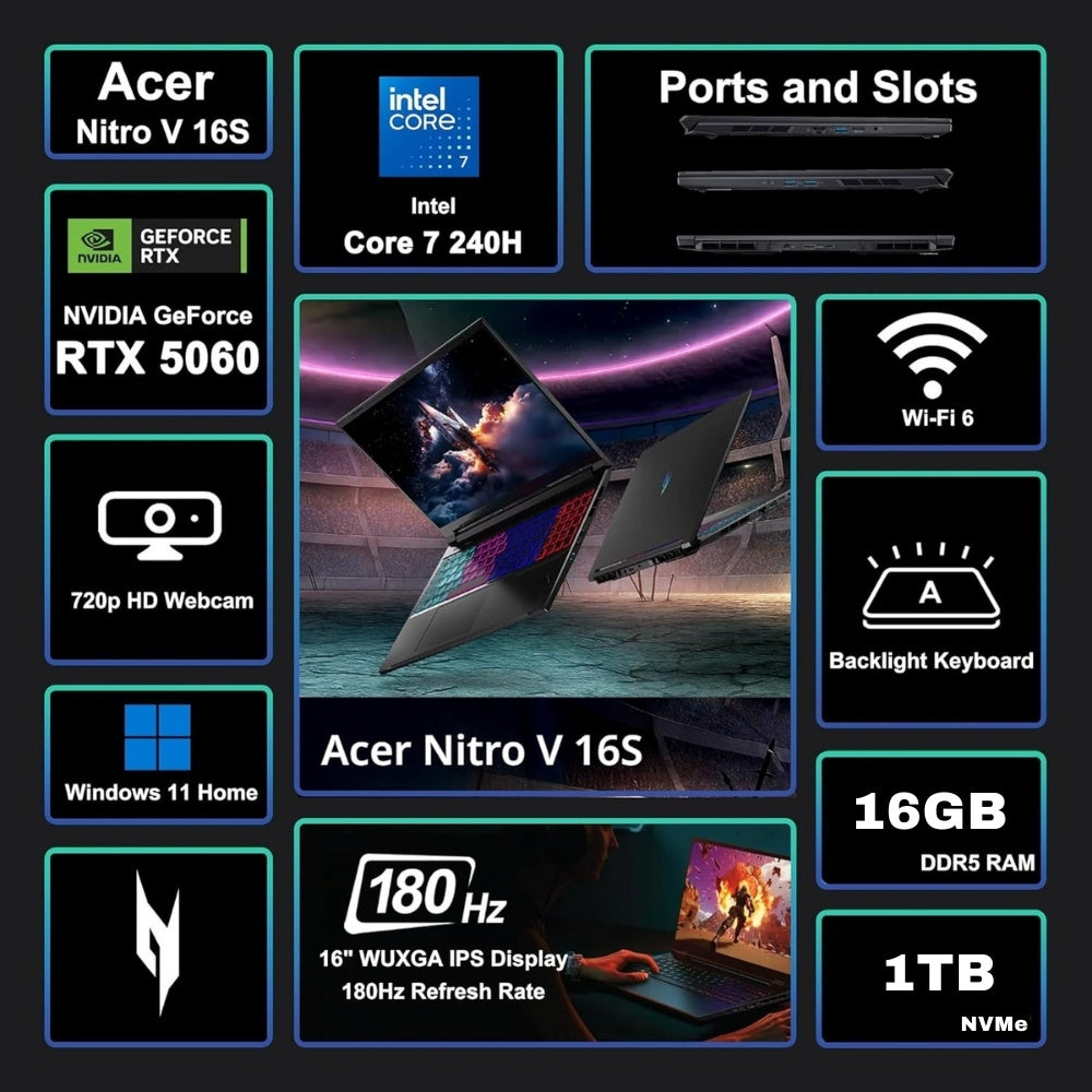 Acer Nitro V 16S - Intel Core 7 (240H) 16GB 1TB