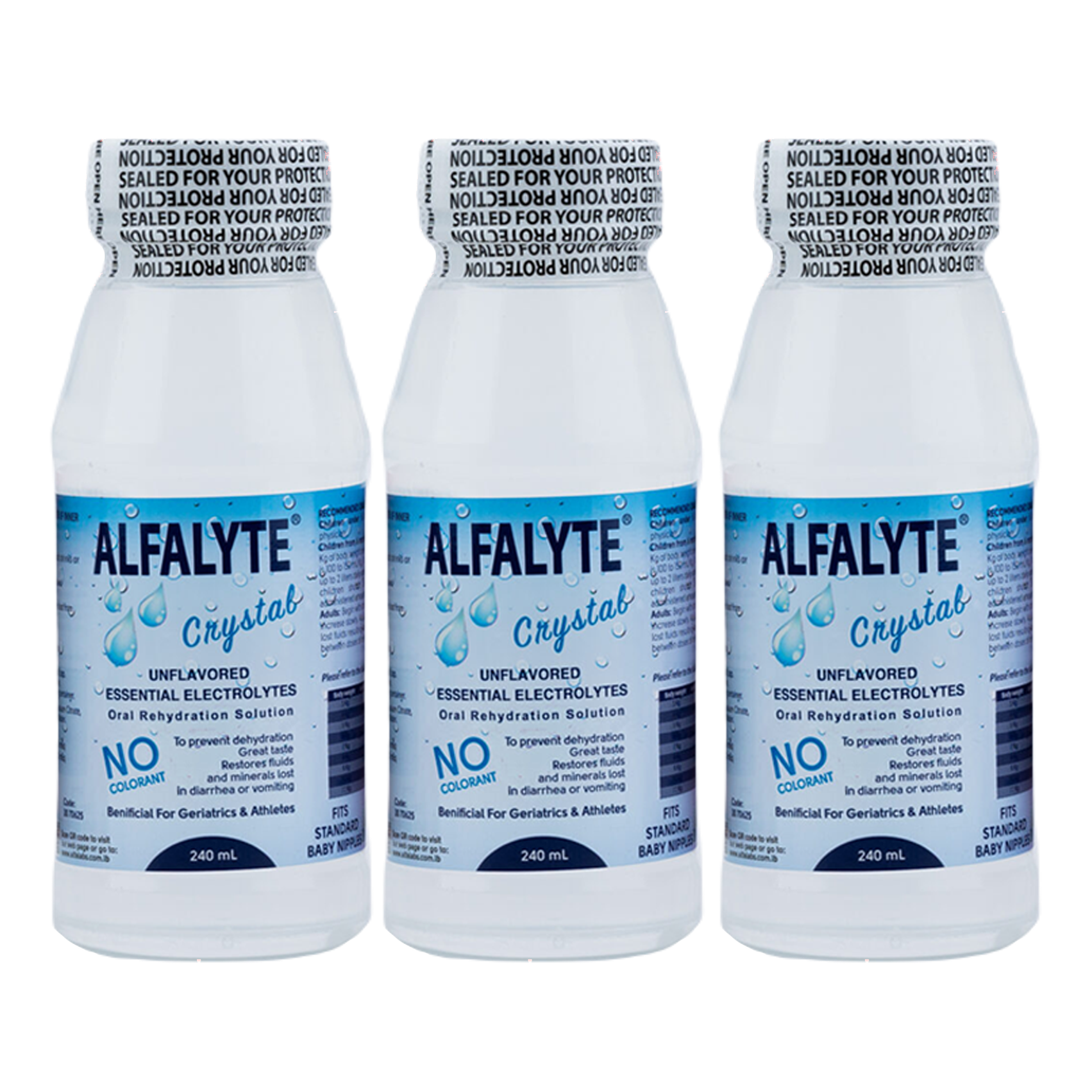 Alfalyte 3-Pack Oral Rehydration Solution - Crystal (Unflavored) - Medaid - Lebanon