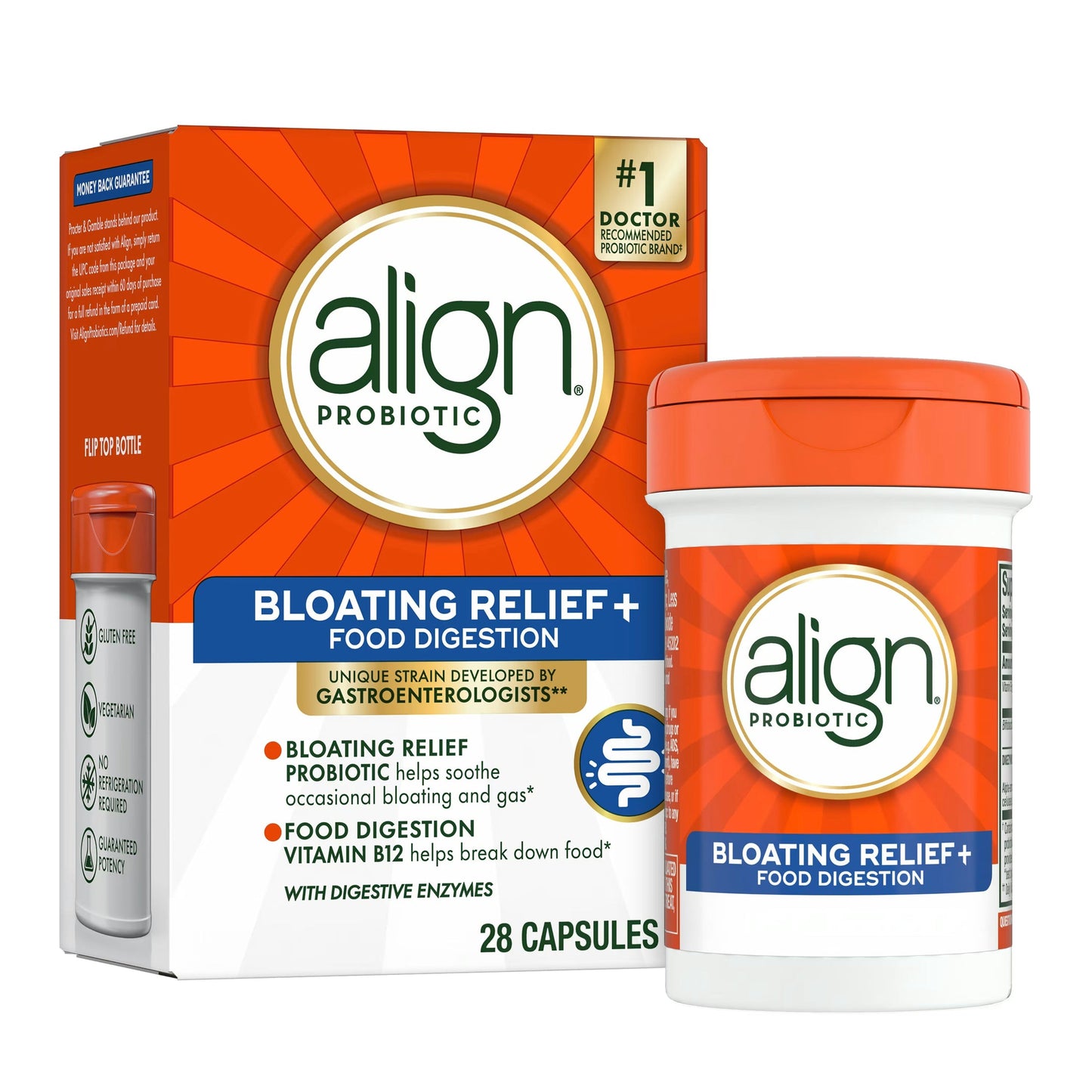Align Bloating Relief + Food Digestion Probiotics Supplement Capsules