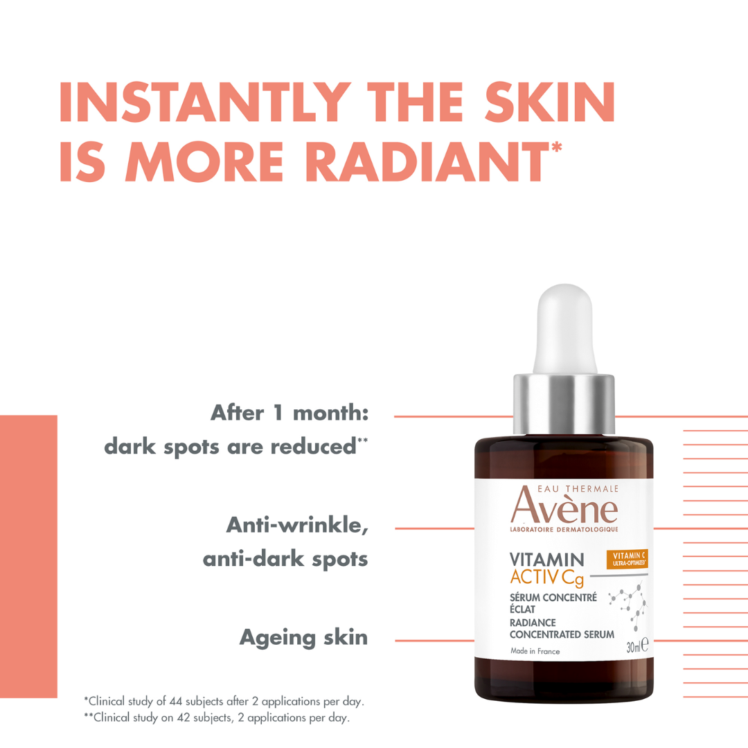 Avène Radiance Vitamin Activ Cg Corrector Serum And Avène Hydrance Aqua-Gel Buy 1 Get 1 Pouch Bundle