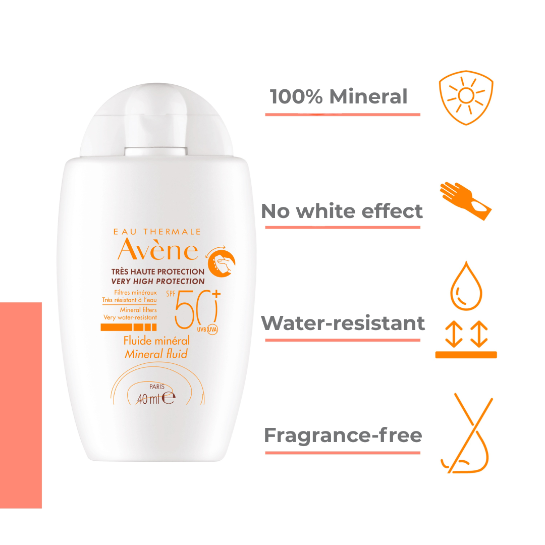 Avène Ultra Light 100% Mineral Filter For Intolerant Skin Fluid Matte Finish Sunscreen SPF50