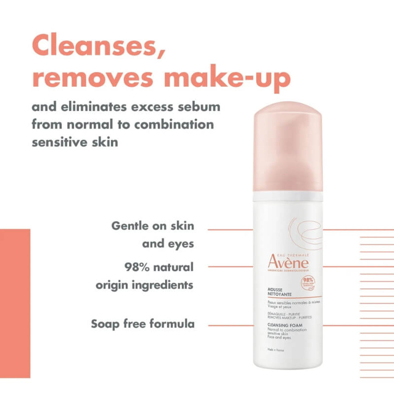 Avene cleansing foam for normal to combination sensitive skin 150ml