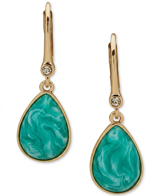 DKNY Women's Turquoise Gold-Tone Pave Tear-Shape Stone Earrings  | DKNY In Lebanon