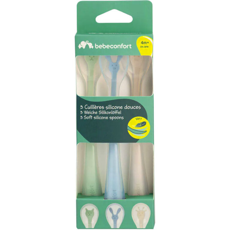 Bebe Confort - 3 Soft Silicone Spoons - 4m+