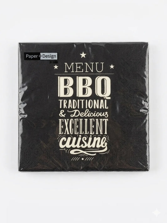 BBQ Traditional & Delicious Premium Black Decorative Napkins | BBQ In Lebanon