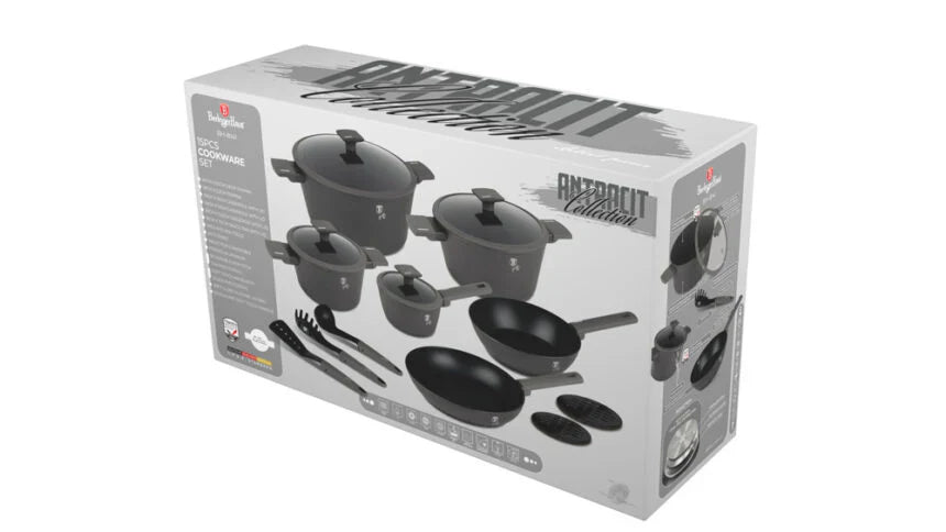 Berlinger Haus 15-Piece Kitchen Stackable Cookware Set Antracit Collection