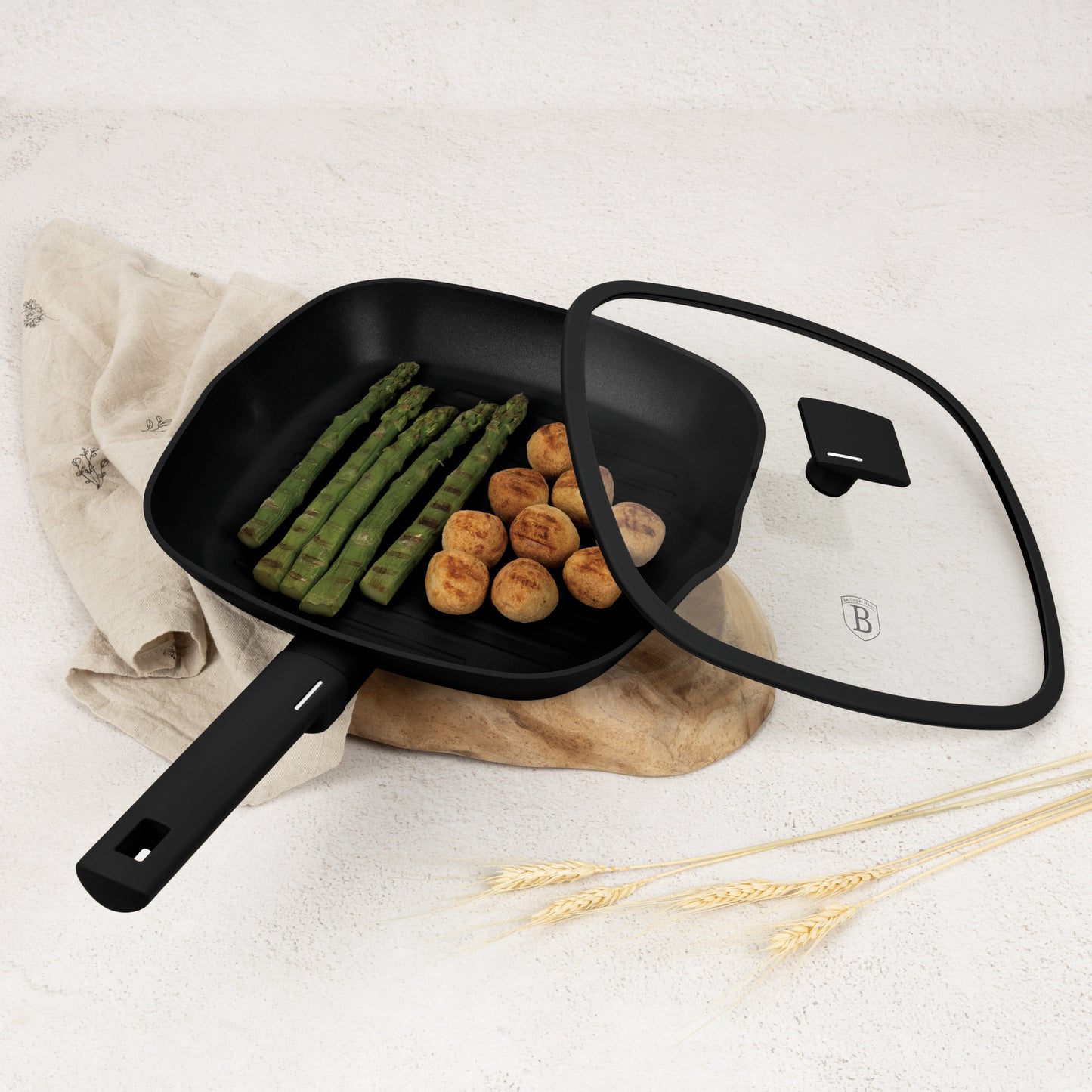 Grill pan with lid, 28 cm, Black Matt