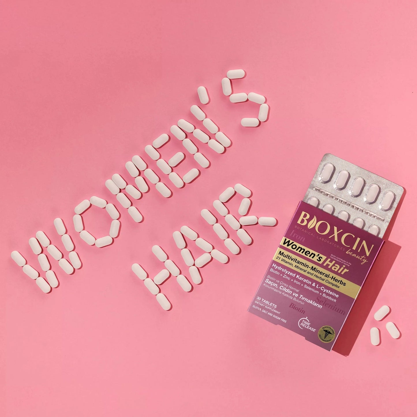Bioxcin Women's Hair Loss Supplement - Keratin, Biotin & Zinc - 30 Tabs