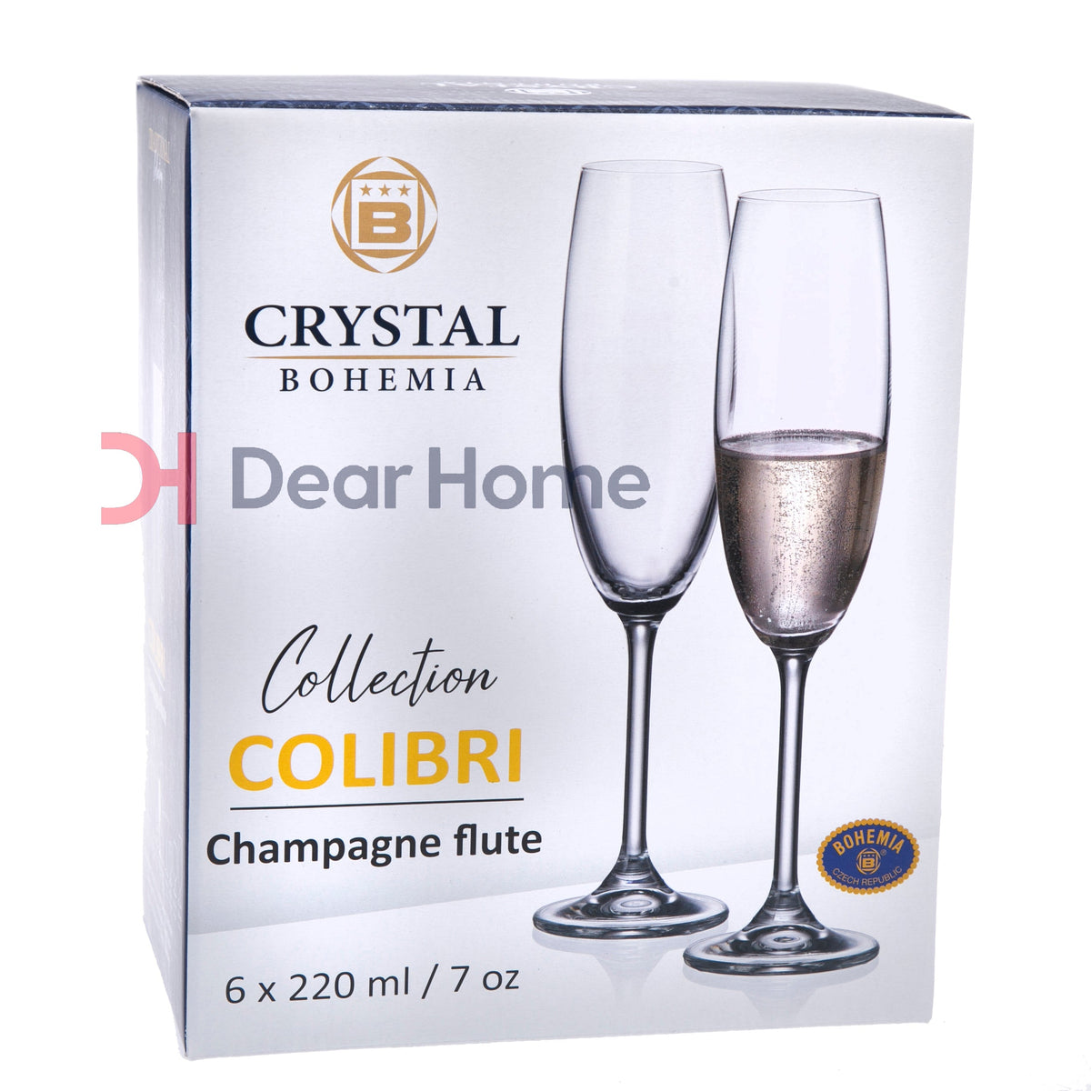 BOHEMIA COLIBRI 220ML CHAMPAGNE 6PCS