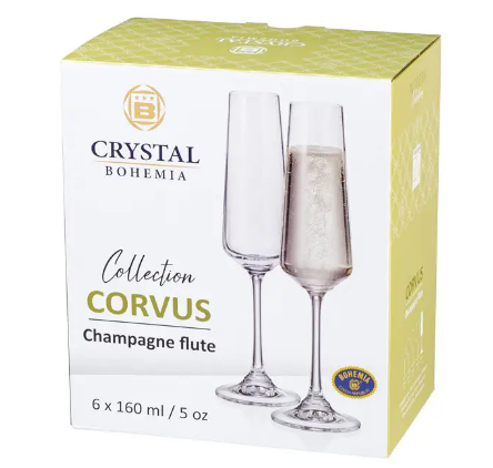 BOHEMIA CORVUS 160ML CHAMPAGNE 6PCS