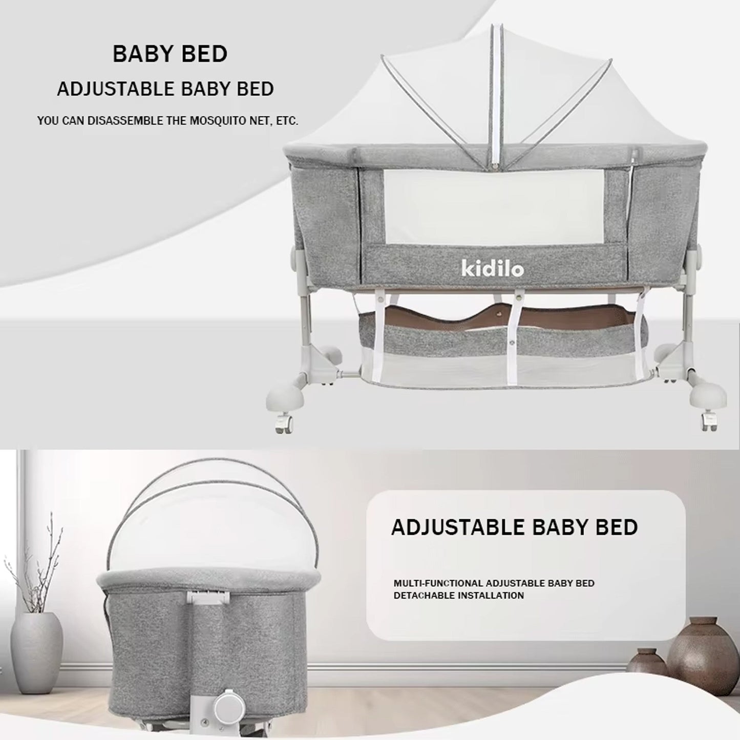 Kidilo BP-301 Luxury 3 in 1 Convertible Newborn Bedside