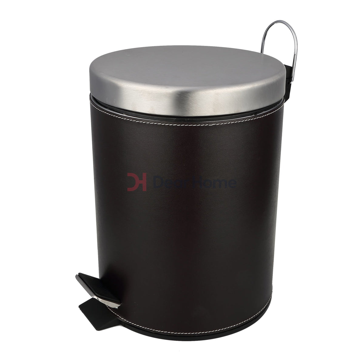 Brown Leather 5L Pedal Bin