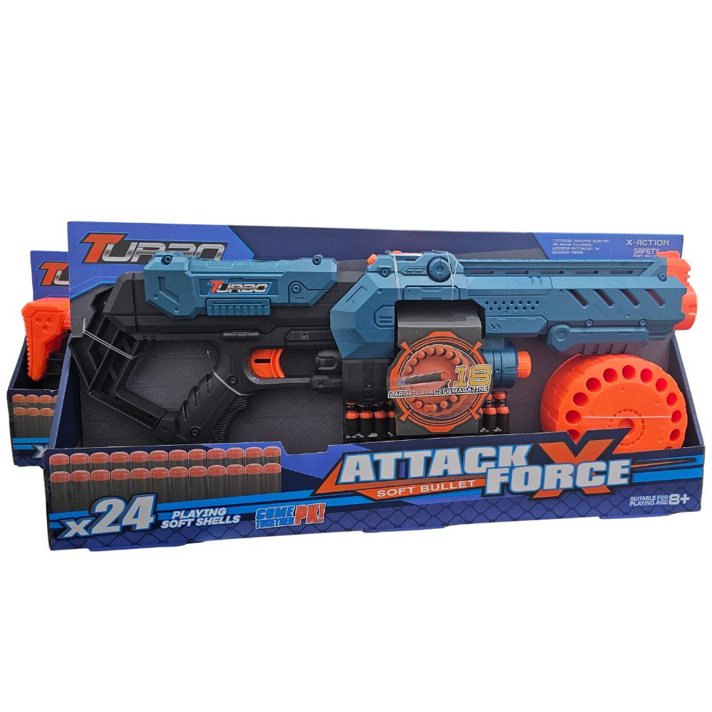 (Net) Turbo Attack Force 24 Dart Manual Pistol with Sight and Drum Lebanon