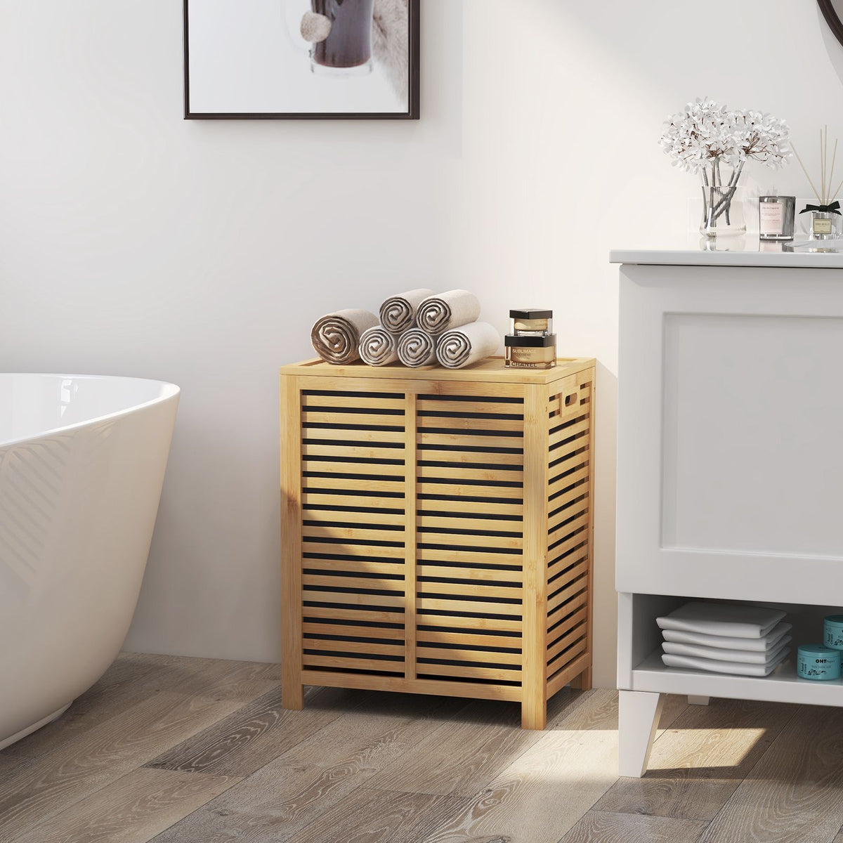Costway Natural Bamboo Laundry Hamper