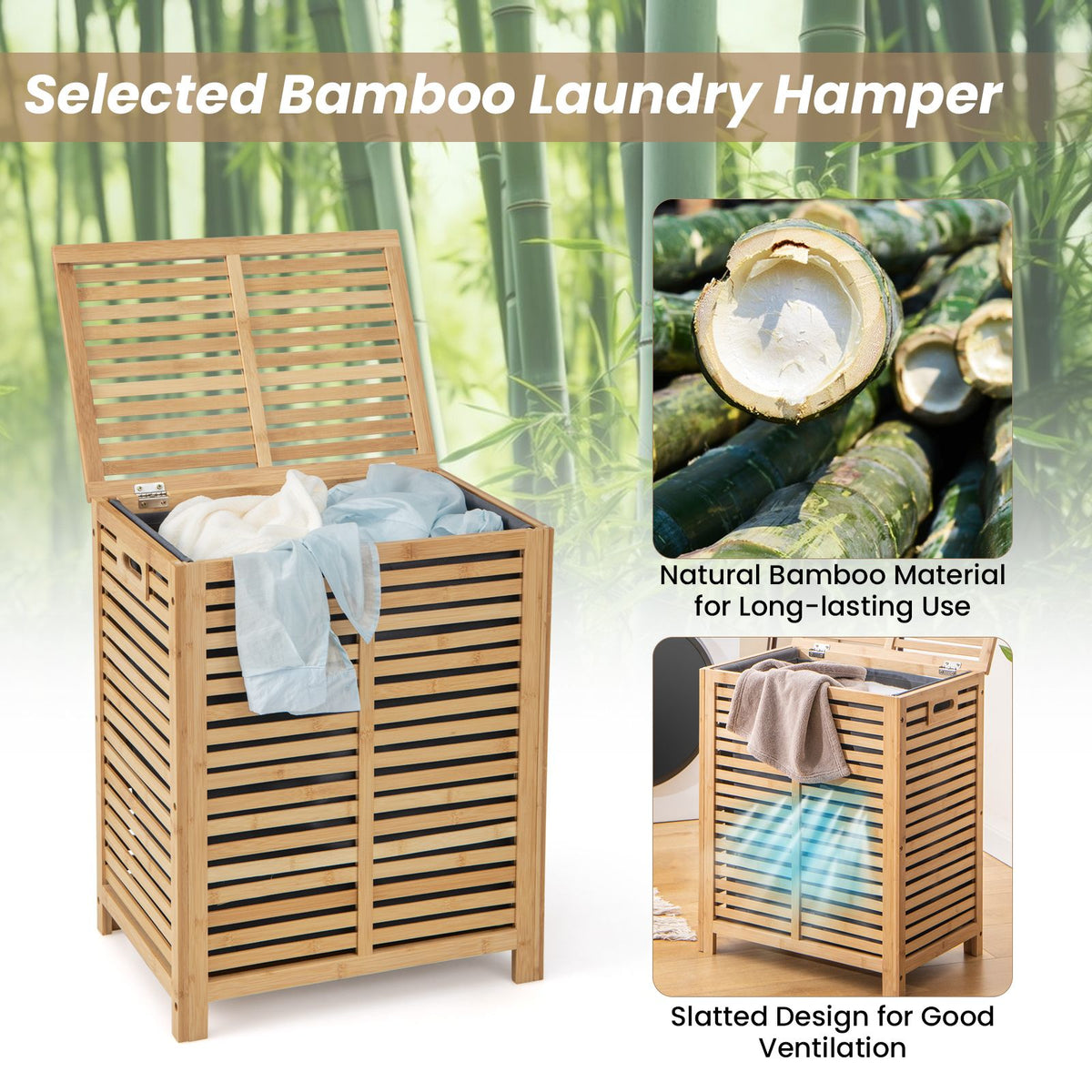 Costway Natural Bamboo Laundry Hamper