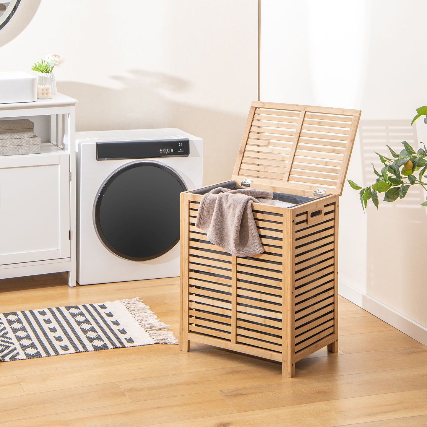 Costway Natural Bamboo Laundry Hamper
