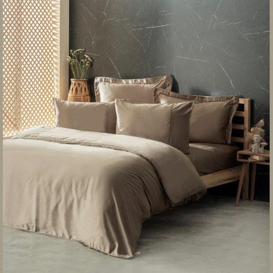 Silk Cotton DOUBLE Duvet Cover Set Beige  800TC