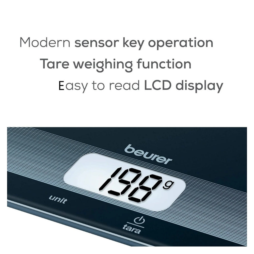 Beurer Digital Kitchen Scale in Black Glass