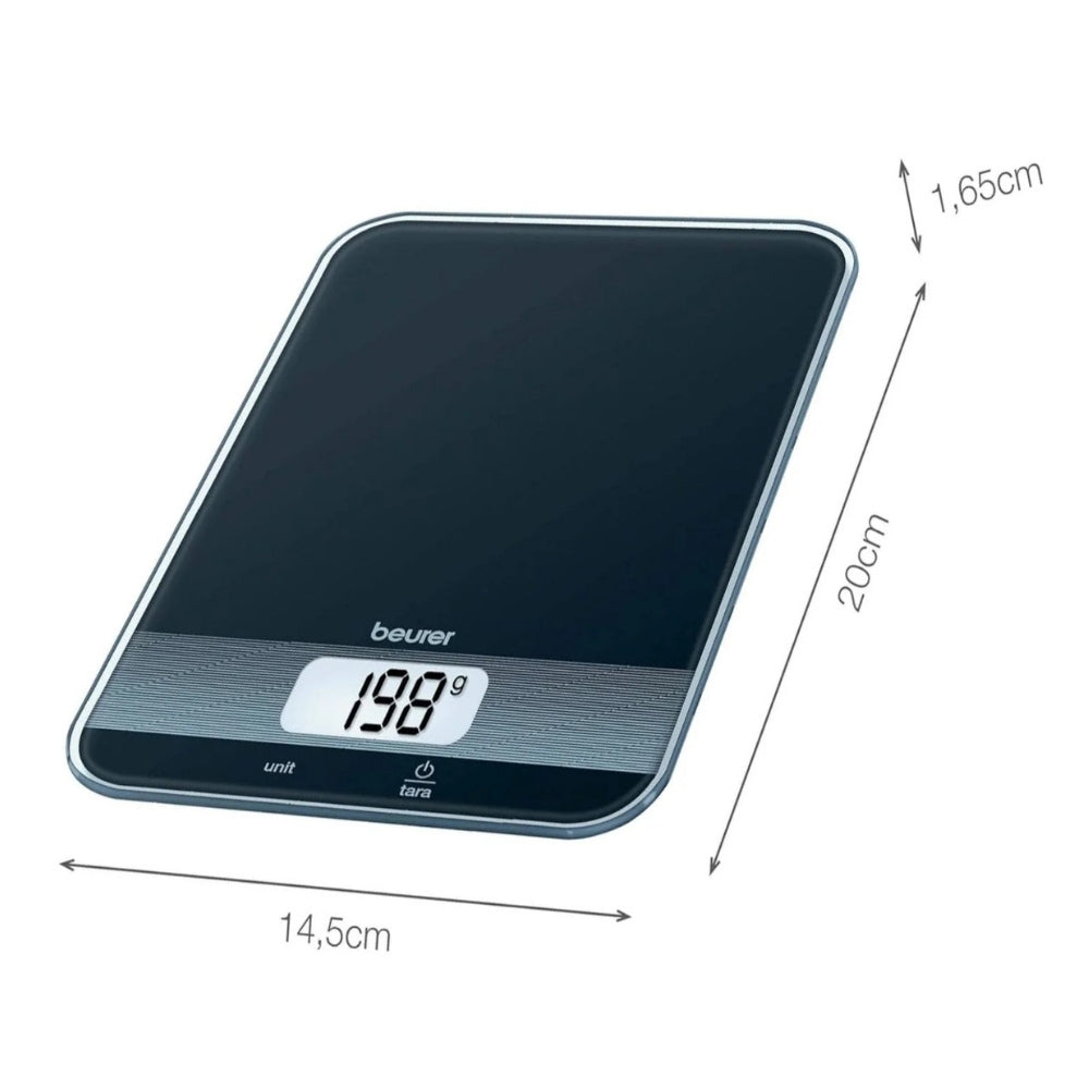 Beurer Digital Kitchen Scale in Black Glass