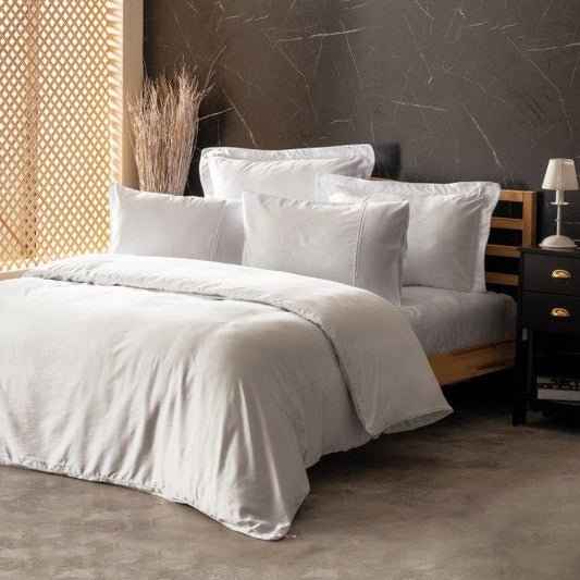 Silk Cotton DOUBLE Duvet Cover Set White  800TC