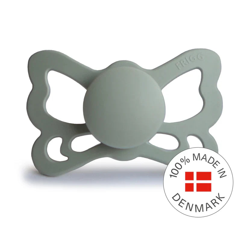 FRIGG Butterfly Silicone Pacifier 0-6M 2 Pack Cream/Sage