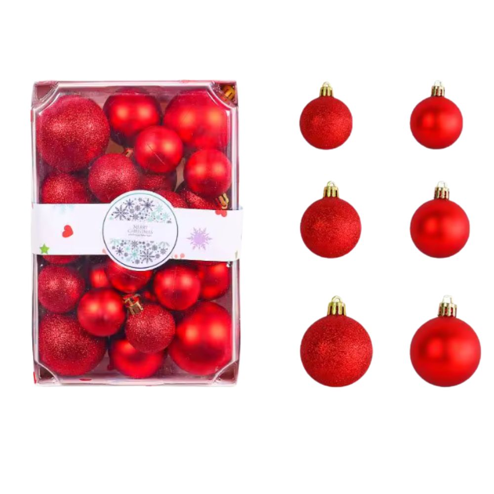 (Net) Red Christmas Tree Balls