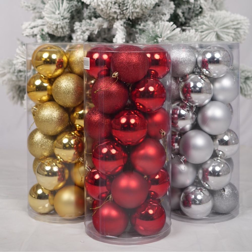 (Net) Red Set Of 20 Pcs Christmas Balls Lebanon