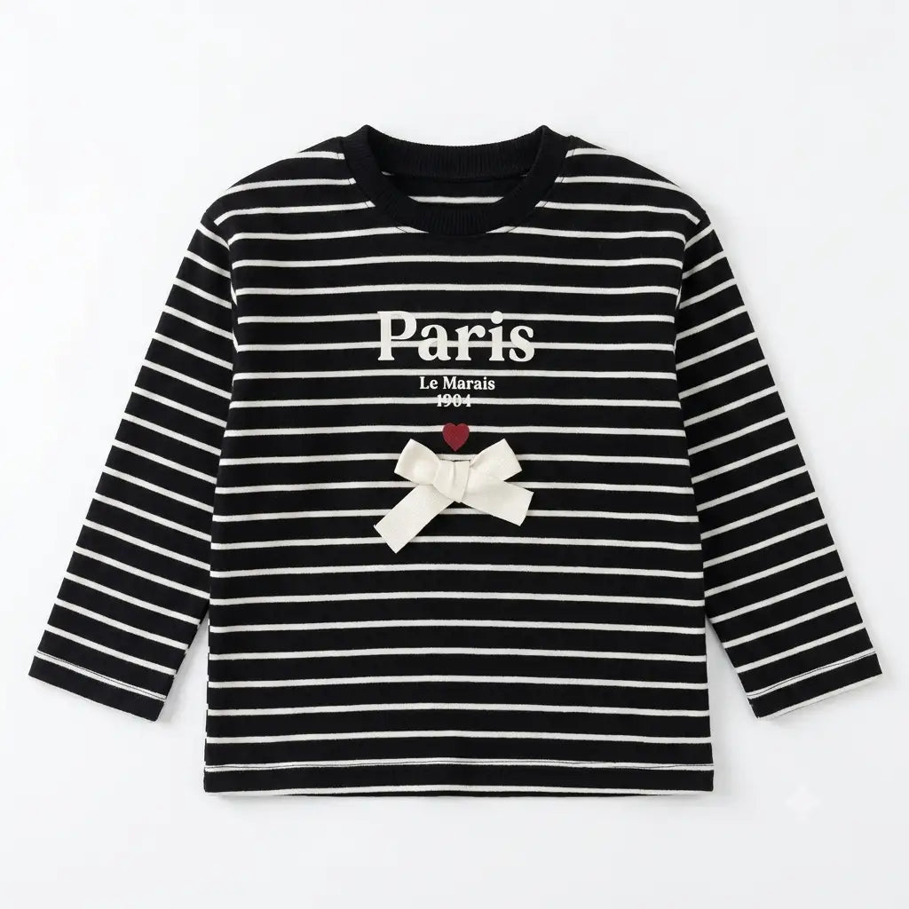 Zara Girl's Black & White Striped Blouse With Bow Details | Zara In Lebanon