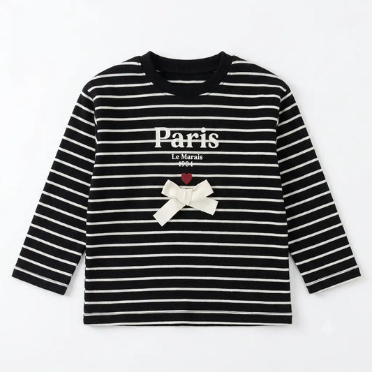 Zara Girl's Black & White Striped Blouse With Bow Details | Zara In Lebanon