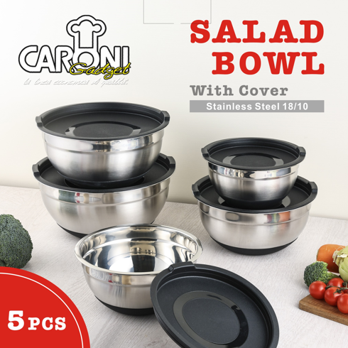 STAINLESS STEEL 5PCS BOWL SET WITH COVER